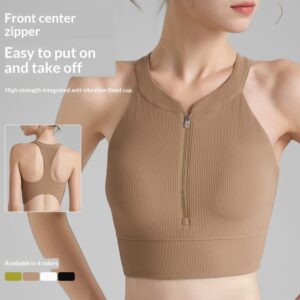 High-intensity Ribbed Yoga Tank Top With Built-in Bra